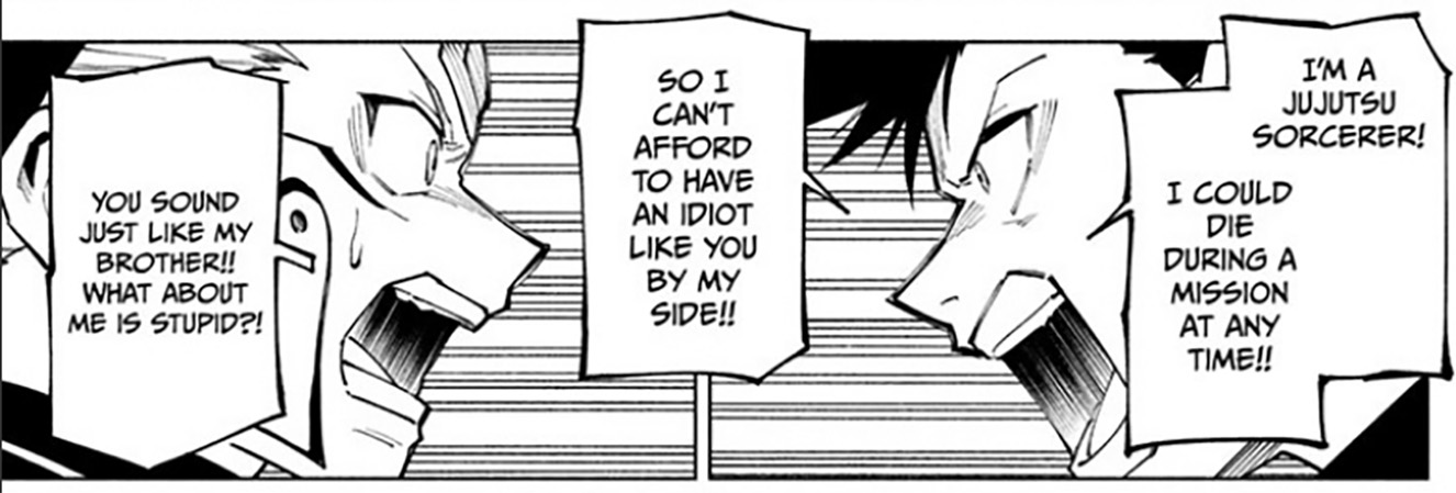 Jujutsu Kaisen Modulo Chapter 3 panel with Tsurugi and Maru