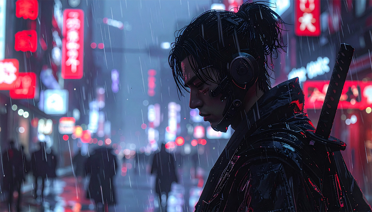 Futureistic samurai created for home Otherscape game