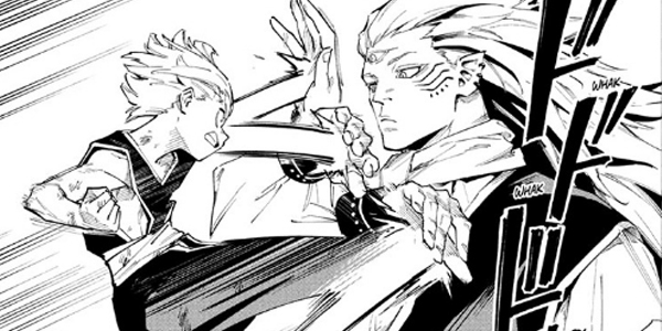 Cross attacking Dura in Jujutsu Kaisen Modulo Chapter 8