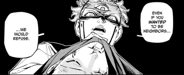 Cross talking down to Tsurugi in Jujutsu Kaisen Modulo Chapter 7