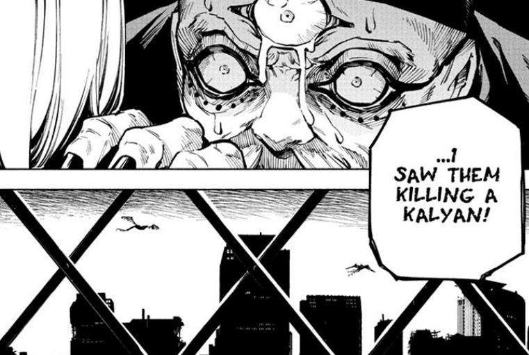 Elder Boro in Jujutsu Kaisen Modulo after witnessing the humans killing a Kalyan