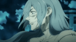 Mahito grinning as the wind blows through his hair in JJK anime