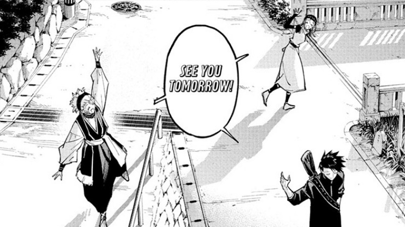 Maru, Yuka and Tsurugi going separate ways after a great day together in Jujutsu Kaisen Modulo