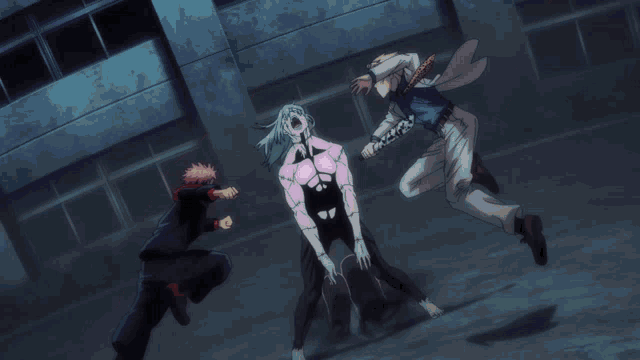 Yuji Itadori and Nanami vs Mahito in JJK Season 1