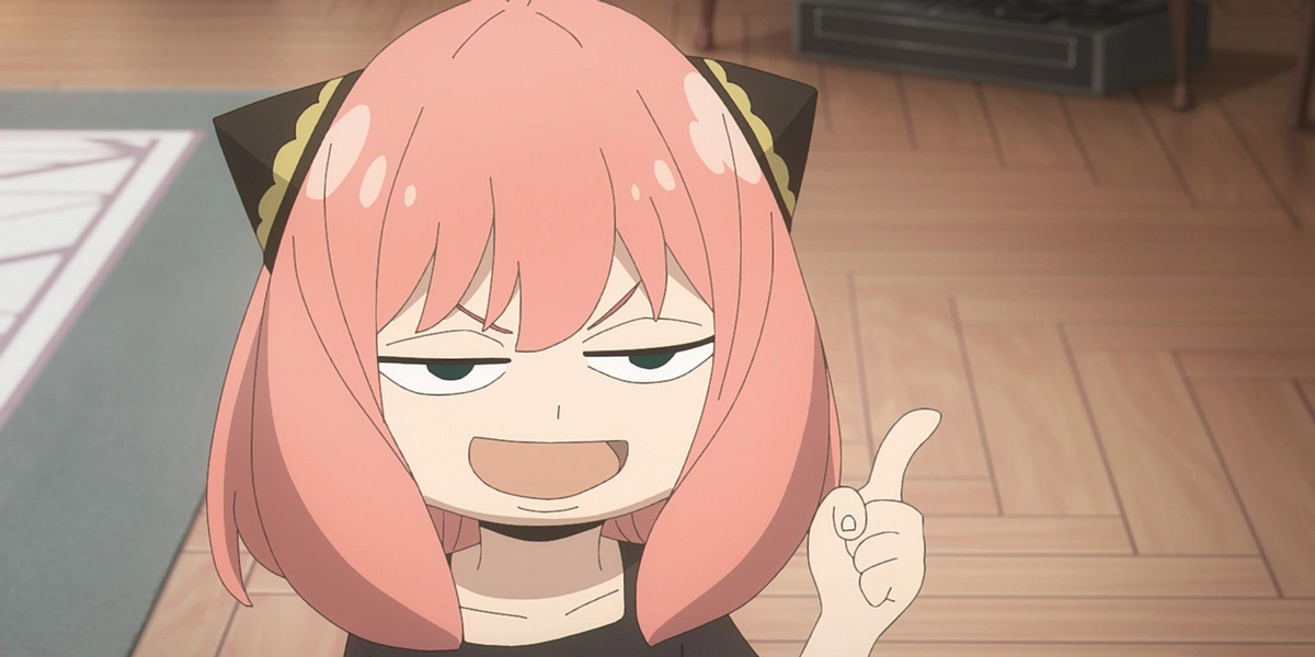 Anya holding up her finger and smirking in Spy x Family