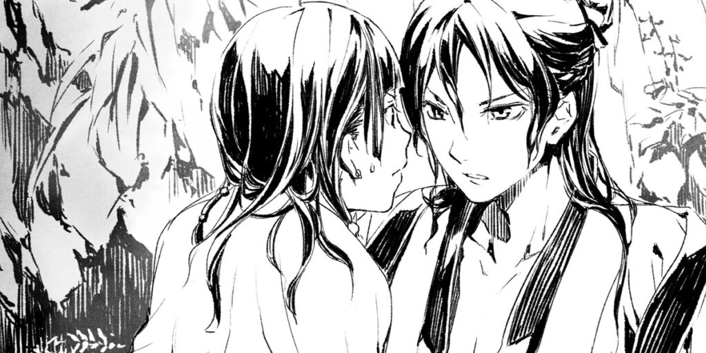 Maomao and Jinshi in the cave in The Apothecary Diaries Volume 3