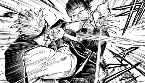 Maru and Tsurugi in a clash of swords in Jujutsu kaisen Modulo Chapter 16