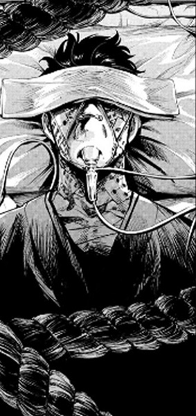 Usami on his deathbed after exposure to Dabura's power In Jujutsu Kaisen Modulo 13