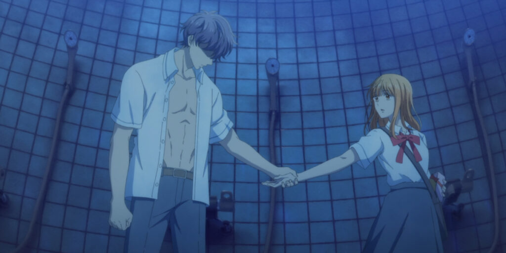 Kizuki and Mizuho in the shower in Anyway, I'm Falling In Love With You