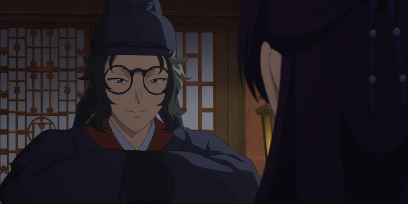 Lahan talking to Jinshi in The Apothecary Diaries Season 2