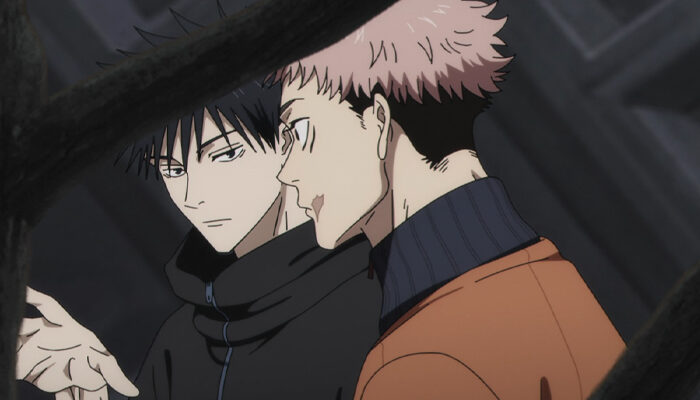 Megumi and Yuji talking as they walk to Fight Club in Jujutsu Kaisen