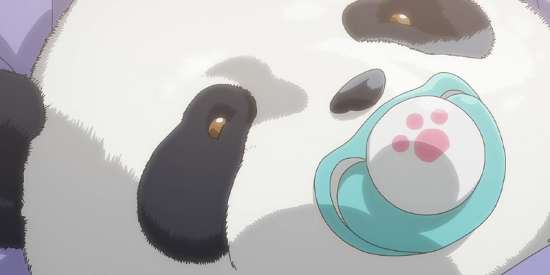 Panda as a baby sucking on a pacifier in Jujutsu Kaisen