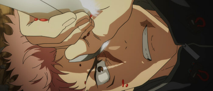 Yuji Itadori holding a sword away from his face in Jujutsu Kaisen Season 3 Episode 1 Yuji Itadori holding a sword away from his face in Jujutsu Kaisen Season 3 Episode 1