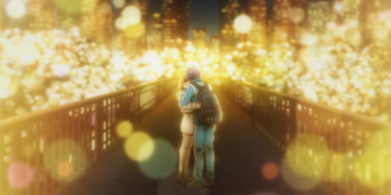 Kizuki and Mizuho kissing on the Bridge in Anyway I'm Falling In Love With You