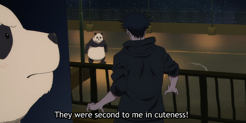 Panda telling Megumi his bunnies were seconed to him in cuteness in Jujutsu Kaisen season 3