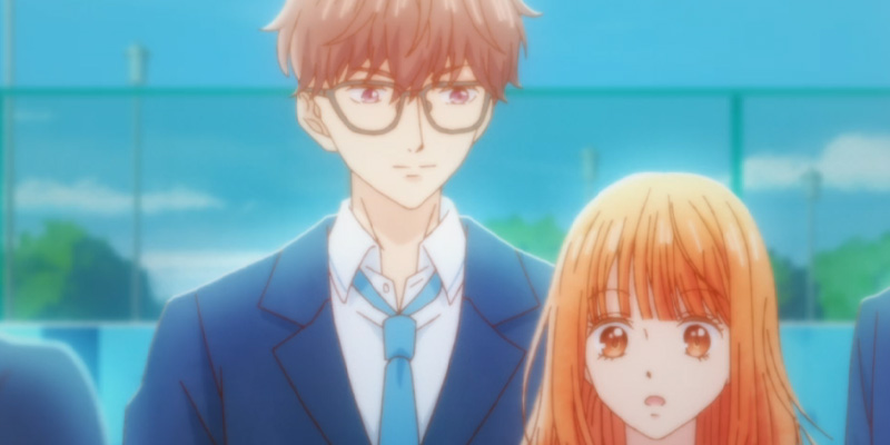 Shugo standing behind Mizuho at the graduation party in the pool in Anyway I'm Falling In Love With You
