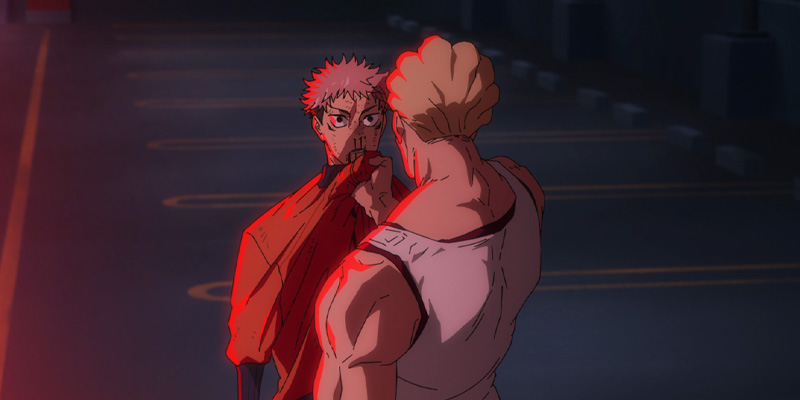 Yuji Itadori in front of Kinji Hakari in Jujutsu Kaisen Episode 53