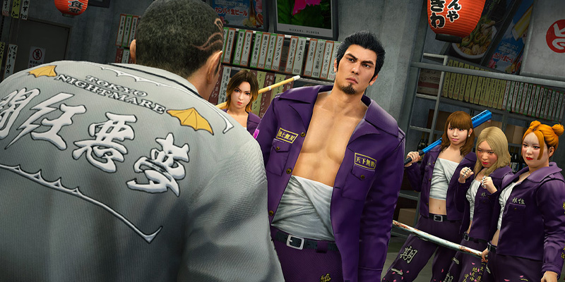 Kiryu and the Haisai Girls gang fighting the Tokyo Night Terrors in Yakuza Kiwami 3