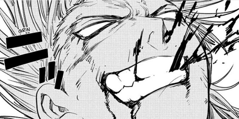 Shirokiba Ouga grinning madly in battle in Alien Headbutt